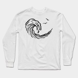 Simple Wave - Black Long Sleeve T-Shirt